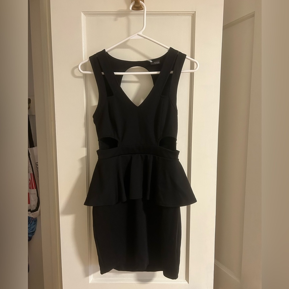 Sparkle & Fade Black Backless Peplum Dress